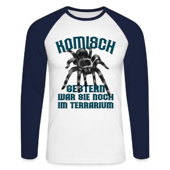 Spinnen Terrarium Tarantel Vogelspinne Geschenk - Unisex Baseballshirt langarm - Weiß/Navy - Vorne - Nik (191cm)