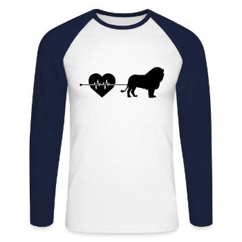 Löwe Herzschlag - Unisex Baseballshirt langarm - Weiß/Navy - Vorne - Nik (191cm)