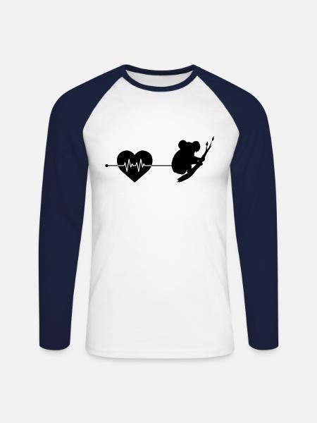 Koala Herzschlag - Unisex Baseballshirt langarm - Weiß/Navy