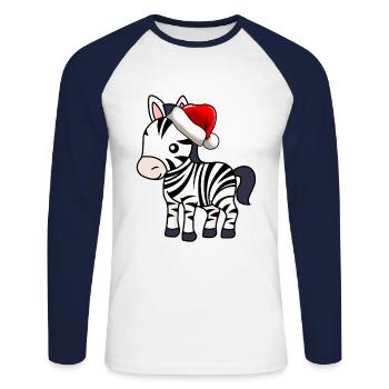 Zebra Comic Christmas - T-shirt baseball manches longues Homme - blanc/marine - Devant - Nik (191cm)