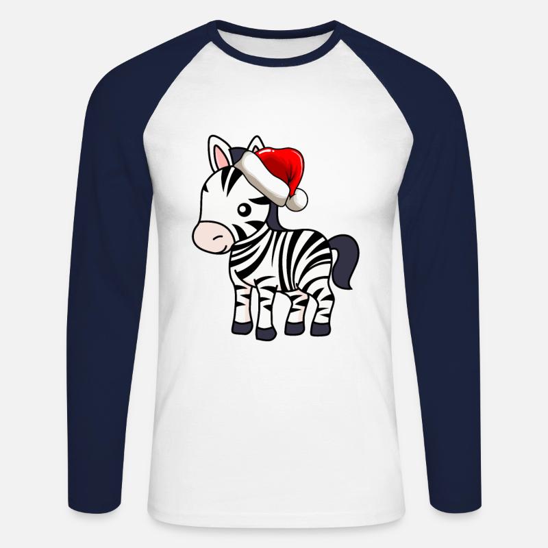 Zebra Comic Christmas - T-shirt baseball manches longues Homme - blanc/marine