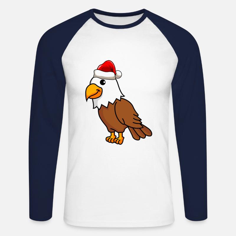 Eagle Comic Christmas - Unisex Long Sleeve Baseball T-Shirt - white/navy