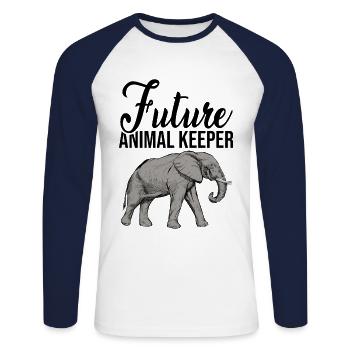 Future Animal Keeper Animal Lover Zoo Keeper Zoolo - Unisex Baseballshirt langarm - Weiß/Navy - Vorne - Nik (191cm)