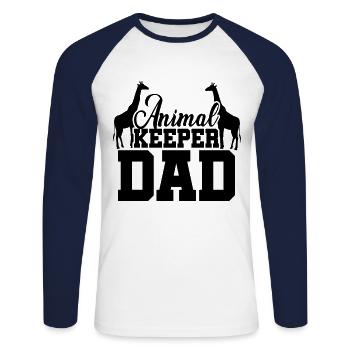 Animal Keeper Dad Zoo Keeper Animal Lover Zoologis - Unisex Baseballshirt langarm - Weiß/Navy - Vorne - Nik (191cm)