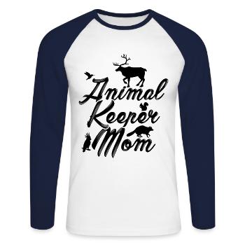 Animal Keeper Mom Zoo Keeper Animal Lover Zoologis - Unisex Baseballshirt langarm - Weiß/Navy - Vorne - Nik (191cm)