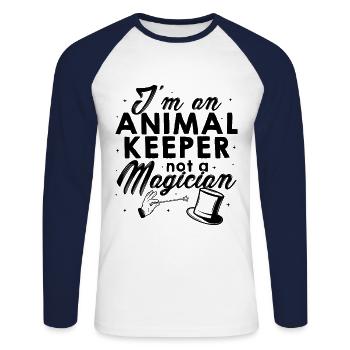 I'm An Animal Keeper Not A Magician Animal Lover Z - Unisex Baseballshirt langarm - Weiß/Navy - Vorne - Nik (191cm)