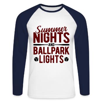 Baseball - Unisex Baseballshirt langarm - Weiß/Navy - Vorne - Nik (191cm)