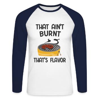 Grillparty Spruch Zum Grillen Grill - Unisex Baseballshirt langarm - Weiß/Navy - Vorne - Nik (191cm)