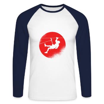 Klettern Bouldern - Unisex Baseballshirt langarm - Weiß/Navy - Vorne - Nik (191cm)