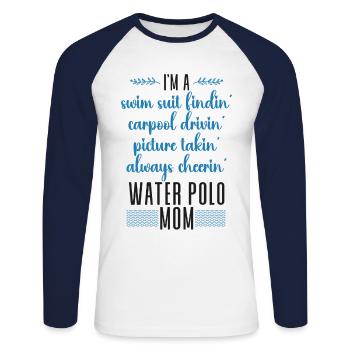 Water Polo Mom I'm A Swim Suit - Unisex Baseballshirt langarm - Weiß/Navy - Vorne - Nik (191cm)