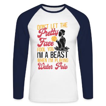 Water Polo Girl Don't Let The - T-shirt baseball manches longues Homme - blanc/marine - Devant - Nik (191cm)