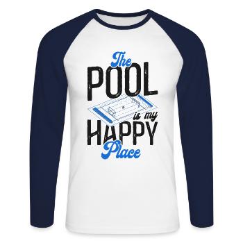 Water Polo The Pool Is My Happy - Unisex Long Sleeve Baseball T-Shirt - white/navy - Front - Nik (191cm)