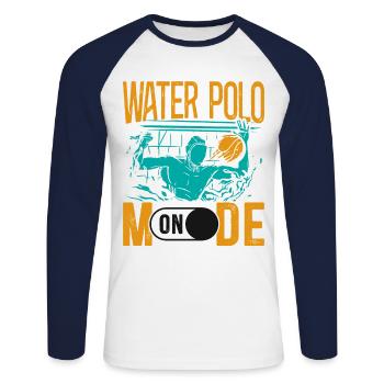 Water Polo Water Polo Mode On - Unisex Long Sleeve Baseball T-Shirt - white/navy - Front - Nik (191cm)