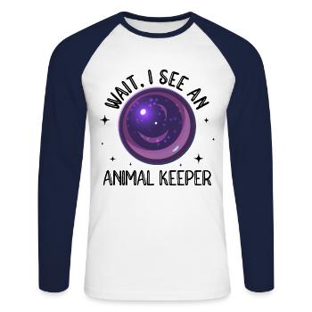 Wait I See An Animal Keeper Animal Lover Zookeeper - Unisex Baseballshirt langarm - Weiß/Navy - Vorne - Nik (191cm)