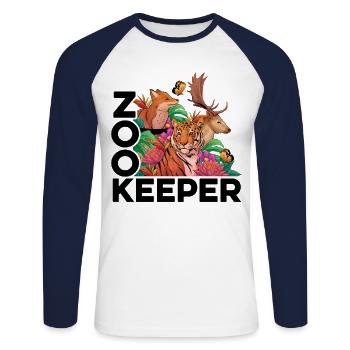 Retro Graphic Animal Keeper Zoo Keeper Animal Love - Unisex Baseballshirt langarm - Weiß/Navy - Vorne - Nik (191cm)