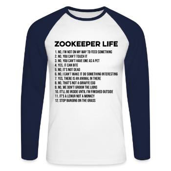 Life Of A Zoo Keeper Animal Lover Zoologist Animal - Unisex Baseballshirt langarm - Weiß/Navy - Vorne - Nik (191cm)