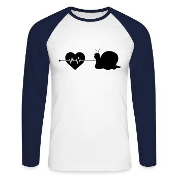 Battement de cœur d’escargot - T-shirt baseball manches longues Homme - blanc/marine - Devant - Nik (191cm)