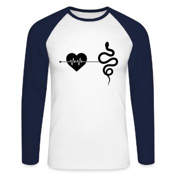Snake heartbeat - Unisex Long Sleeve Baseball T-Shirt - white/navy - Front - Nik (191cm)