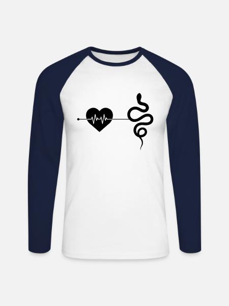 Snake heartbeat - Unisex Long Sleeve Baseball T-Shirt - white/navy