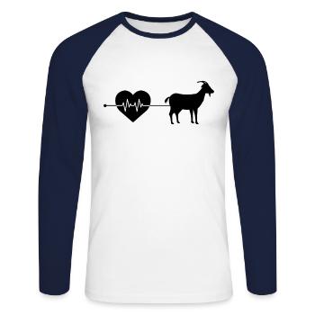 Battement de cœur de chèvre - T-shirt baseball manches longues Homme - blanc/marine - Devant - Nik (191cm)