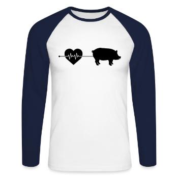 Pig heartbeat - Unisex Long Sleeve Baseball T-Shirt - white/navy - Front - Nik (191cm)
