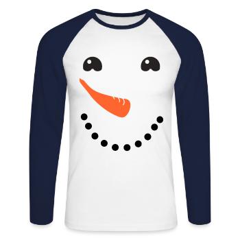 Schneemann Gesicht - Unisex Baseballshirt langarm - Weiß/Navy - Vorne - Nik (191cm)