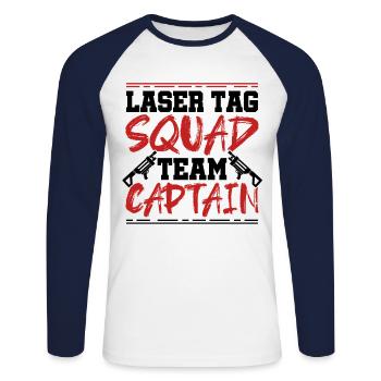 Lasertag Squad Team Captain Lasergame Lasertag Pla - Unisex Baseballshirt langarm - Weiß/Navy - Vorne - Nik (191cm)