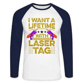 I Want A Lifetime With Lasertag Lasertag Player La - Unisex Baseballshirt langarm - Weiß/Navy - Vorne - Nik (191cm)