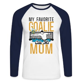 Water Polo Goalie Mom My Favorite - Unisex Long Sleeve Baseball T-Shirt - white/navy - Front - Nik (191cm)