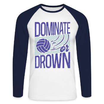 Water Polo Vintage Dominate Or - Unisex Long Sleeve Baseball T-Shirt - white/navy - Front - Nik (191cm)