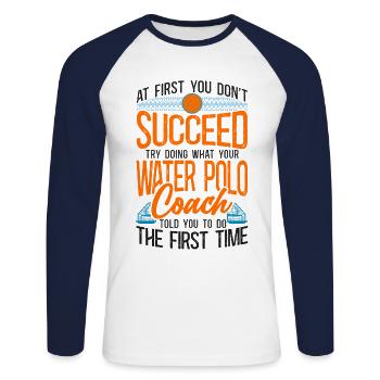 Water Polo Vintage Si au début vous - T-shirt baseball manches longues Homme - blanc/marine - Devant - Nik (191cm)