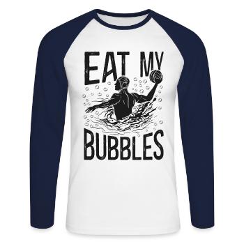 Water Polo Eat My Bubbles - Unisex Long Sleeve Baseball T-Shirt - white/navy - Front - Nik (191cm)