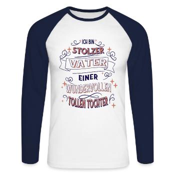 Papa Tochter Geschenkidee Ich Bin Stolzer Vater - Unisex Baseballshirt langarm - Weiß/Navy - Vorne - Nik (191cm)