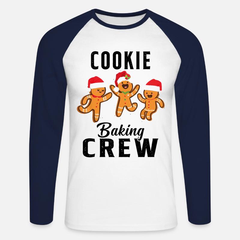 Cookie Baking Crew Cookie Geschenk - Unisex Baseballshirt langarm - Weiß/Navy