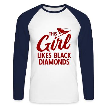Skiurlaub Spruch Für Ski Skifahrer - Unisex Baseballshirt langarm - Weiß/Navy - Vorne - Nik (191cm)