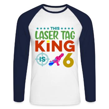 This Laser King Is 6 Lasertag Player Lasergame Pha - Unisex Baseballshirt langarm - Weiß/Navy - Vorne - Nik (191cm)