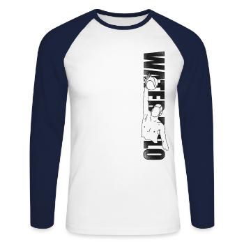 Water Polo Vintage Water Polo - Unisex Long Sleeve Baseball T-Shirt - white/navy - Front - Nik (191cm)