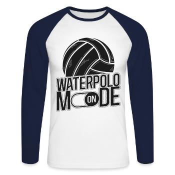 Water Polo Water Polo Mode On - Unisex Long Sleeve Baseball T-Shirt - white/navy - Front - Nik (191cm)