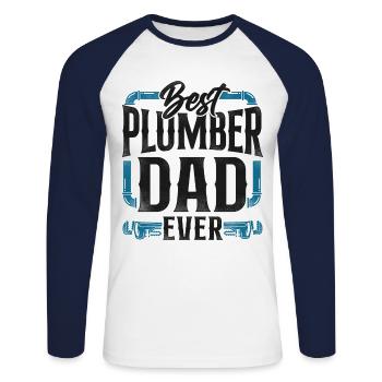 Plumbing Plumber Dad Vintage Best - Unisex Long Sleeve Baseball T-Shirt - white/navy - Front - Nik (191cm)