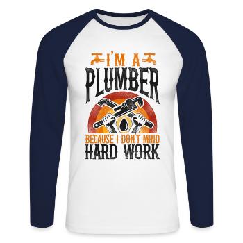 Plumbing Plumber Vintage I'm A - Unisex Baseballshirt langarm - Weiß/Navy - Vorne - Nik (191cm)