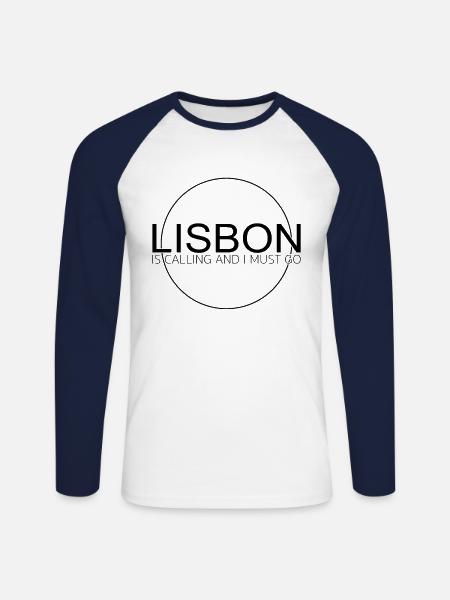 Lissabon Spruch - Unisex Baseballshirt langarm - Weiß/Navy