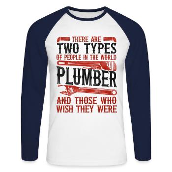 Plumbing Plumber Vintage There Are - Unisex Long Sleeve Baseball T-Shirt - white/navy - Front - Nik (191cm)