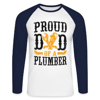 Plumbing Plumber Dad Vintage Proud - Unisex Long Sleeve Baseball T-Shirt - white/navy - Front - Nik (191cm)