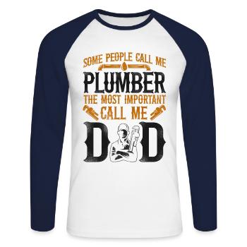 Plumbing Plumber Dad Vintage Some - Unisex Long Sleeve Baseball T-Shirt - white/navy - Front - Nik (191cm)