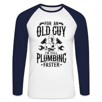 Plumbing Plumber Grandpa Retired - Unisex Long Sleeve Baseball T-Shirt - white/navy - Front - Nik (191cm)