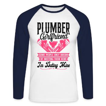 Plumbing Plumber Girlfriend - Unisex Long Sleeve Baseball T-Shirt - white/navy - Front - Nik (191cm)