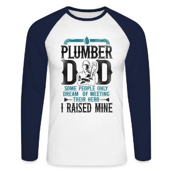 Plumbing Plumber Dad Vintage - Unisex Long Sleeve Baseball T-Shirt - white/navy - Front - Nik (191cm)