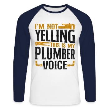 Plombier de plomberie vintage je ne suis pas - T-shirt baseball manches longues Homme - blanc/marine - Devant - Nik (191cm)