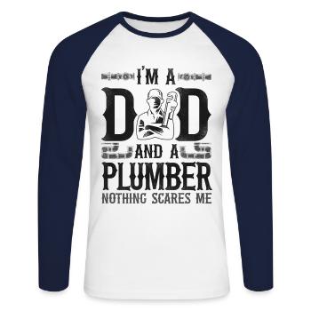 Plumbing Plumber Dad Vintage I'm A - Unisex Long Sleeve Baseball T-Shirt - white/navy - Front - Nik (191cm)