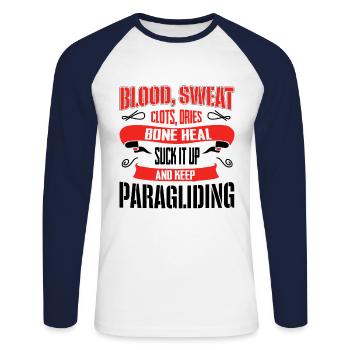 Blood Sweat Clots Dries Bone Heal Suck It Up Parag - Unisex Baseballshirt langarm - Weiß/Navy - Vorne - Nik (191cm)